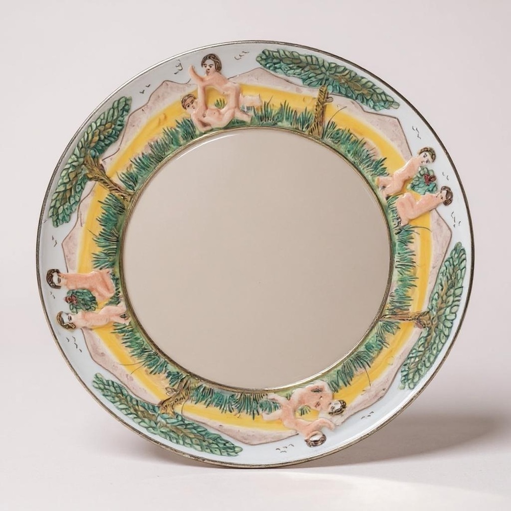 Antique 10” Adam & Eve‎ Pedestal Bowl